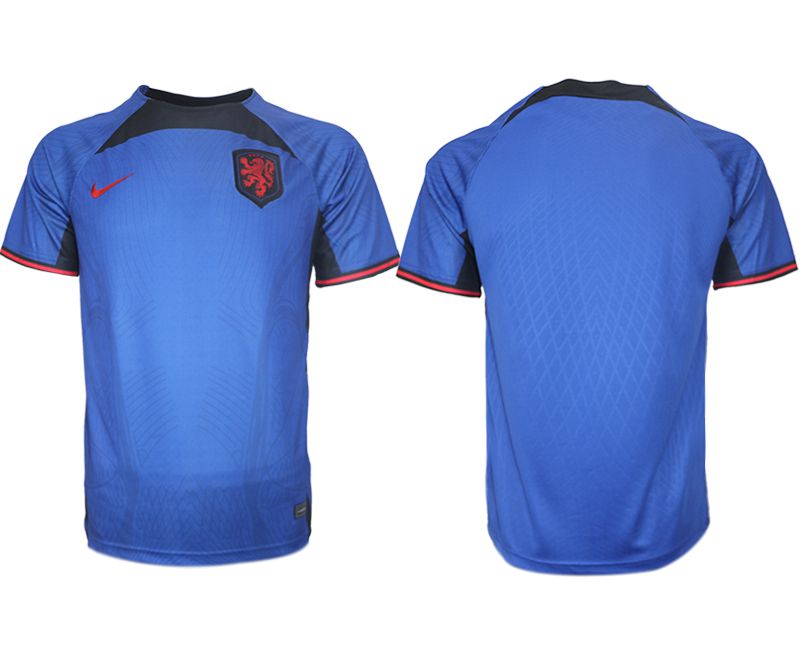 Men 2022 World Cup National Team Netherlands away aaa version blue blank Soccer Jersey->customized soccer jersey->Custom Jersey